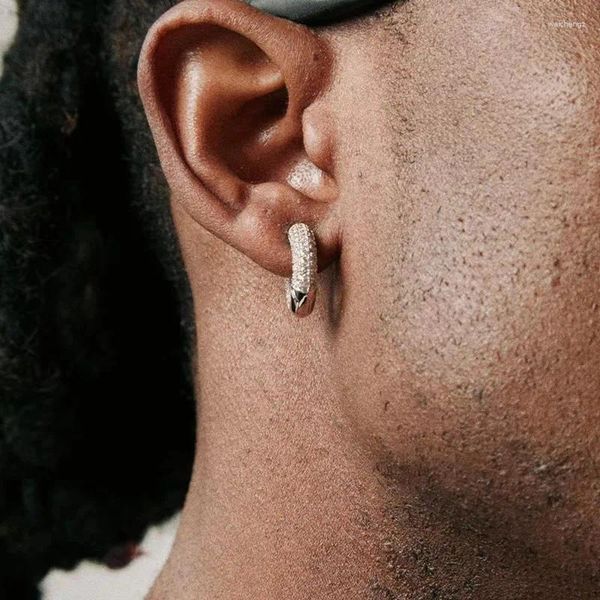 Boucles d'oreilles créoles Hip Hop plaquées argent, pavé rond analogique Aaa Cube, bijoux de mariage pour hommes et femmes, Rock Rap, cadeaux de luxe