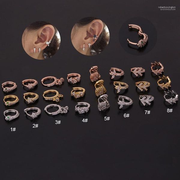 Boucles d'oreilles créoles Huggie 1 PCS mignon petit mélange en forme de cercle oreille manchette créoles boucle d'oreille Simple classique étoile serpent fleur forme ronde fermée Clip