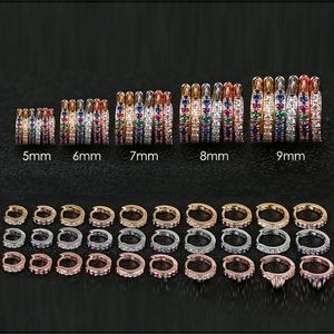 Pendientes de aro Huggie de 5 mm a 9 mm, aros de circonita cúbica pequeños y delicados, plata/oro rosa/cartílago relleno de oro, minúsculo minimalista para mujeres y hombres