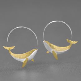 Boucles d'oreilles créoles Huggie 925 Sterling Silver Fashion Personality Baleine pour femme JewelryHoop