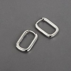 Boucles d'oreilles créoles Huggie 925 en argent Sterling pour femmes à la mode Simple géométrique ovale accessoires de fête bijoux cadeau