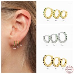 Boucles d'oreilles créoles Huggie Aide 925 argent sterling vert noir zircon cubique pour femmes minimaliste CZ cristal pavé cercle boucles d'oreillesHoop Farl22