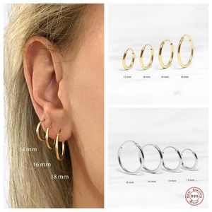 Pendientes de aro Huggie Aide 925 círculo de oro de plata esterlina para mujer fiesta de cumpleaños Simple Noble joyería fina regalo 12/14/16/18mmHoop Farl22