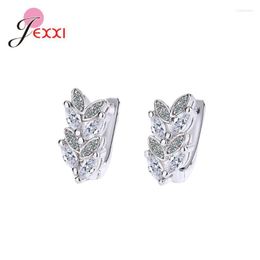 Boucles d'oreilles créoles Huggie Arrivée Sparking Cubic Zirconia 925 Sterling Silver Women Big Leave Leaf For Wedding Jewelry Accessories Odet22