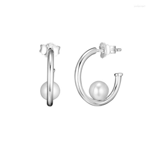 Boucles d'oreilles créoles Huggie perles de culture contemporaines bijoux en argent Sterling pour femme bricolage cadeau de mariage fête maquillage accessoires cerceau