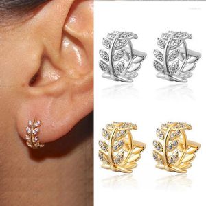 Hoop oorbellen Huggie Elegante bladeren voor vrouwen Girls Trendy klassieke stijl Gold Silver Earring Fashion Jewelry GiftShoop Indu22