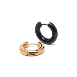 Pendientes de aro Huggie de acero inoxidable brillante para Mujeres Hombres Hip Hop Steapunk oreja redonda oro plata negro joyería de alta calidad
