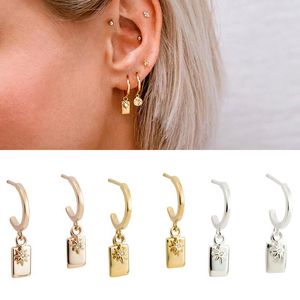 Boucles d'oreilles cerceaux Huggie Gold Silver rempli les boucles d'oreille inhabituelles pour les femmes CZ Zircon Square Errings Girls Bijoux Boucle Oreille Femmehoop