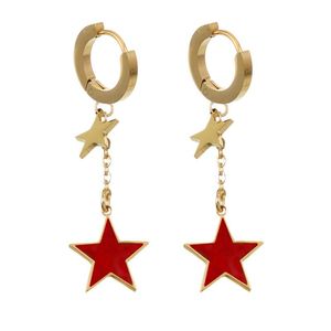 Pendientes de aro Huggie, hipoalergénicos, sin níquel, con forma de estrella, colgantes, cadena con borlas de Color dorado/plateado, joyería para niñas y mujeres