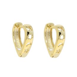 Boucles d'oreilles créoles Huggie Minimal délicat minuscule petit coeur forme gravé étoile lune mignon pour petite amie femmes mode bijoux cadeau