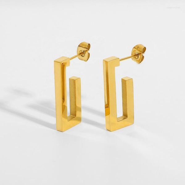 Boucles d'oreilles cerceaux Huggie Minimalist 18K Gold Statement 316L ACTEUR INOXDUBLE POUR FEMME FEMME GEOMETRIQUE Square Big Stud Jewelryhoop ODET22