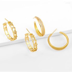 Pendientes de aro Huggie Moon And Stars Hoops para mujer Cobre Zircon Chapado en oro Joyería al por mayor Regalo Ersy81Hoop Odet22