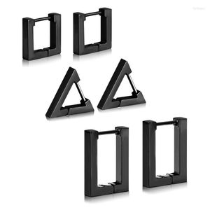 Boucles d'oreilles créoles Huggie paires or noir carré ensemble acier inoxydable géométrique Rectangle Triangle minimaliste petites boucles d'oreilles créoles Farl22