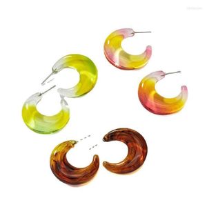 Boucles d'oreilles créoles Huggie paires ensemble Ins arc-en-ciel résine acrylique minimalisme géométrique tendance mode coréenne femmes fête bijouxHoop Odet270i