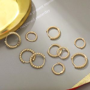 Hoop oorbellen Huggie Simple Gold Color Circle Bead Earring For Women Vintage Koreaanse Twisted Statement Huggies Small Fashion Jewelryhoop
