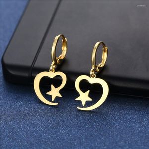 Boucles d'oreilles cerceaux Huggie Simple déclaration en forme de coeur en forme de boucle d'oreille pour femmes filles à la mode en acier inoxydable couple de mode coréen court court