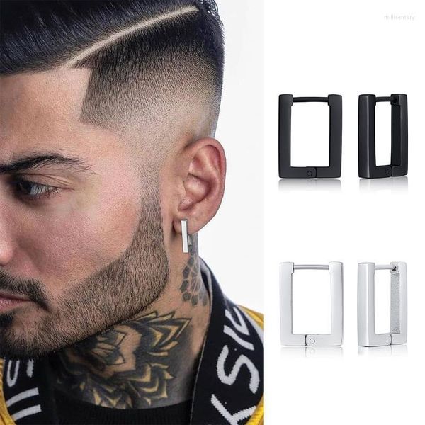 Boucles d'oreilles créoles Huggie FORME CARRÉE POUR HOMME BOUCLES D'OREILLES EN ACIER INOXYDABLEHoop Mill22