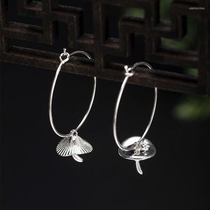 Boucles d'oreilles créoles Huggie en argent Sterling champignon pour femmes, Style chinois, boucles d'oreilles simples en trois dimensions, bijoux 2023 EH099Hoop Odet22