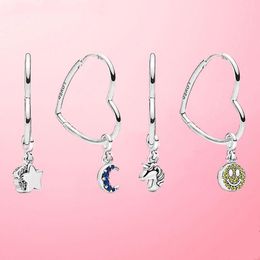 Pendientes de aro Huggie plata esterlina Pan pendiente grande asimétrico corazones de amor para mujeres regalo de boda joyería de modaHoop