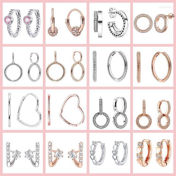 Boucles d'oreilles créoles Huggie en argent Sterling Pendiente étincelant Zircon pour les femmes ajustement Original boucle d'oreille breloque Fine JewelryHoop Mill22