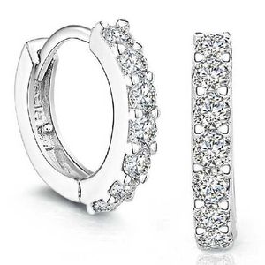 Hoop oorbellen Huggie Sterling Silver Rhinestones Diamond Stud voor dames oormanchepshoop