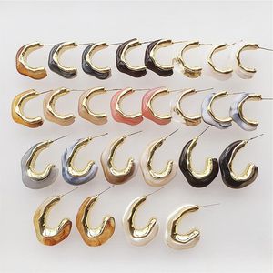 Boucles d'oreilles cerceau Huggie UJBOX multicolore alliage irrégulier métal acrylique pour femmes fête de mariage en gros Bluk