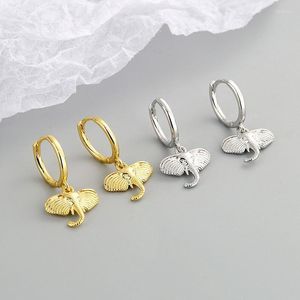 Boucles d'oreilles créoles Huggie pour femmes, petite mode avec pendentif éléphant mignon, minuscule Huggies en cuivre doré/blanc, tendance, bijoux d'oreille pendantes