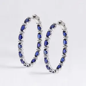 Boucles d'oreilles cerceaux HUICUSAN ARRIVE FOLIME FEMMES EORTRE BROUELLAGE BLEU BLEU / BLANC CUBIC Zircon Elegant Female Accessoires Cadeaux bijoux