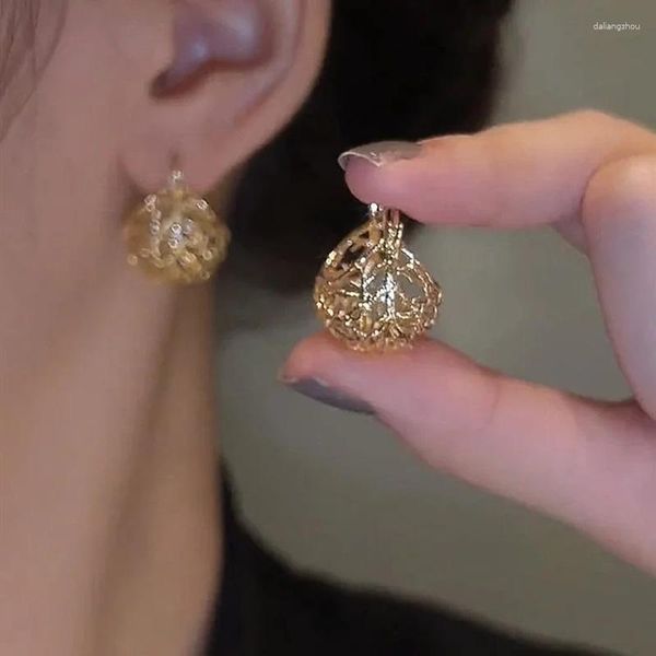 Pendientes de aro Huitan Ly diseñados con forma de Nido de Pájaro para mujer, bola hueca, accesorios modernos y elegantes para mujer, joyería