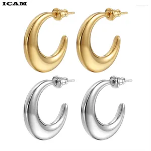 Boucles d'oreilles cerceau icam golden couleurs balle semi-cercle épais en forme de C creux minimaliste rétro irrégulier goujons chic pour femmes bijoux