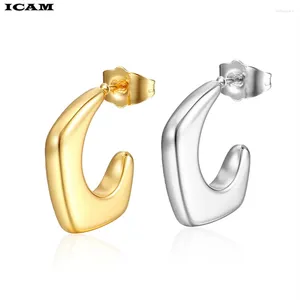 Hoop oorbellen ICAM roestvrij staal voor vrouwen 18K Gold vergulde mollige dikke holle C-vormige hoogwaardige sieradenaccessoires