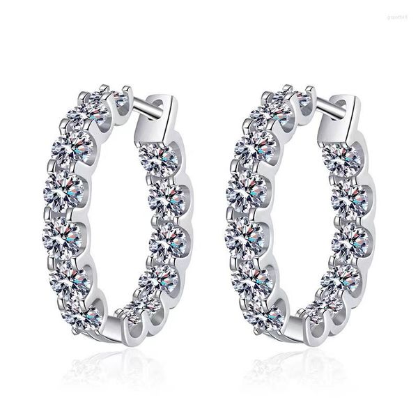 Pendientes de aro helados 2.6ct moissanite 925 color plateado vvs1 mujeres diamantes pases platino platino