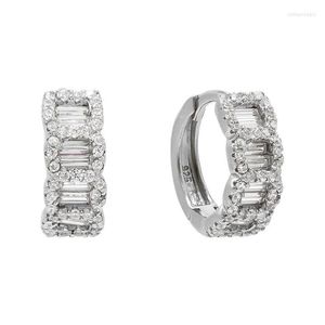 Hoop oorbellen Iced Out Bling Rectangle CZ Small Huggie Earring for Women Fashion Jewelry