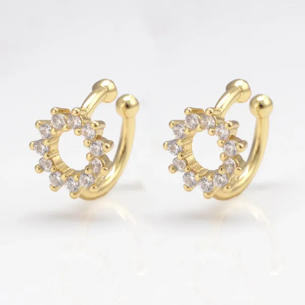 Cerceaux boucles d'oreilles incrustantes zircon rond cercle oreille boucle fleur de fleur insectes de couronne de papillons Huggies sans perçage oreilles bijoux tendance pour les femmes 1