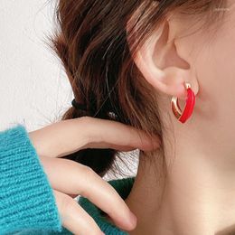 Boucles d'oreilles créoles Ins rétro goutte à goutte glaçure rouge métal amour coeur femme coréenne personnalité Simple mode bijoux cadeaux