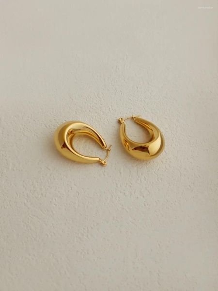 Pendientes De Aro INS Personalidad Elegante Minimalista Titanio Chapado En Acero Oro De 18 Quilates No Se Desvanece Ovalado