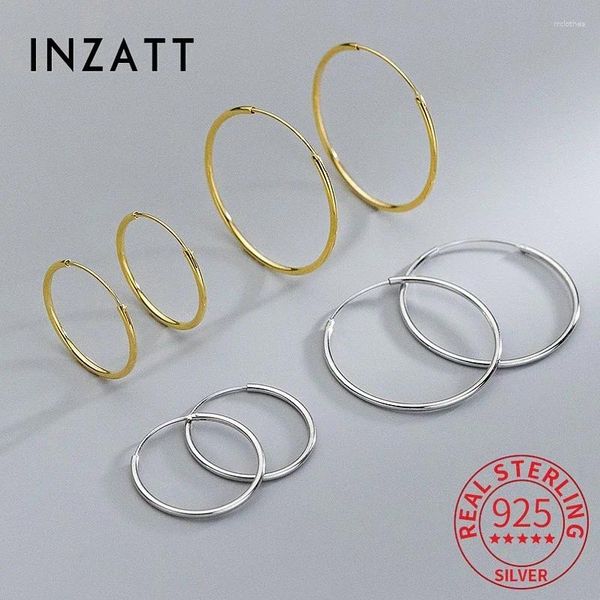 Pendientes de aro inzareal 925 plata esterlina 1.2 mm diámetro de alambre grande para mujeres joyas finas de moda accesorios minimalistas