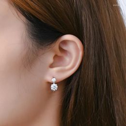 Hoop oorbellen Iogou D1.30ct D kleur Moissanite Stud 925 Sterling Silver Woman's Piercing Ear Mini Trendy Jewelry
