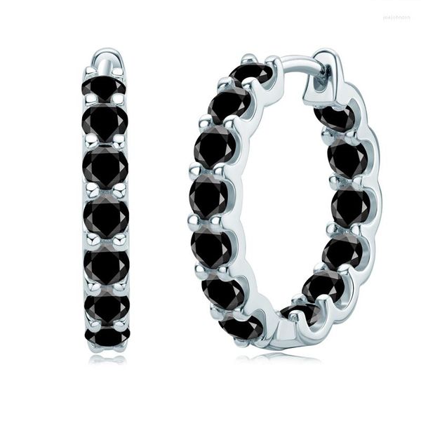 Boucles d'oreilles créoles IOGOU créoles 925 argent Sterling 3mm noir Moissanite goujon pour femmes bijoux étincelants cadeaux Top vente produit 2023