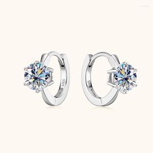 Boucles d'oreilles créoles IOGOU Moissanite avec GRA argent véritable 925 6.5mm pierre unique Six griffes femme à la mode boucle d'oreille 2023 bijoux de fiançailles