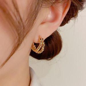 Boucles d'oreilles créoles en métal irrégulier, perles torsadées plaquées or, accessoire de fierté minimaliste Kpop pour adolescents