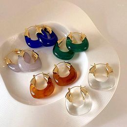 Boucles d'oreilles cerceau japon corée Transparent cristal acrylique cercle pour les femmes résine transparente Huggie Piercing oreille boucle fête bijoux cadeau