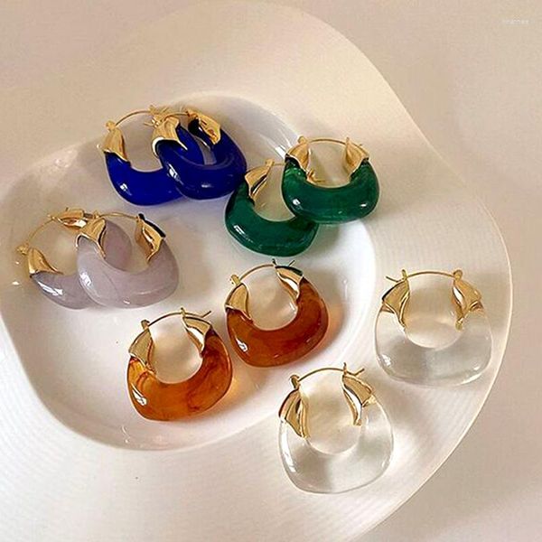 Pendientes de aro Japón Corea transparente cristal acrílico círculo para mujer resina transparente Huggie Piercing oreja hebilla fiesta joyería regalo