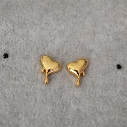 Boucles d'oreilles créoles, Design japonais et coréen, sentiments fondants, amour, petite aiguille Simple en argent 925, polyvalente pour un usage quotidien, tendance et Cool