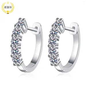 Pendientes de aro JECIRCON-Moissanite para mujer, Plata de Ley 925, Total de 1 quilate, fila completa de diamantes PT950, joyería chapada en oro