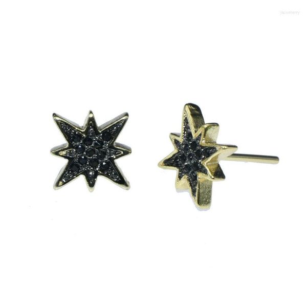 Pendientes de aro Suministros para la fabricación de joyas Pistola de alta calidad Negro Oro Doble color Cobre CZ Ajuste Wind Star Stud Pendiente para mujeres