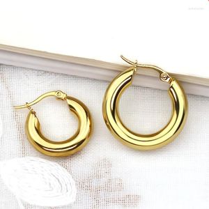 Pendientes de aro, joyería, pendiente de oro ancho grueso, círculo redondo, oreja de perforación, hombres, 2023, acero inoxidable para jóvenes, mujer, Bohemia