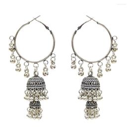 Boucles d'oreilles cerceau Jhumka bijoux or argent petites cloches goutte gland femmes filles Boho ethnique grand cercle rond boucle d'oreille pendante