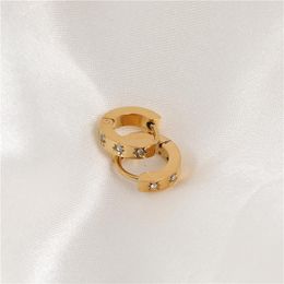 Boucles d'oreilles créoles Joolim bijoux haut de gamme PVD en gros géométrique étoile à six branches bordée de tarière Huggie boucle d'oreille en acier inoxydable pour les femmes