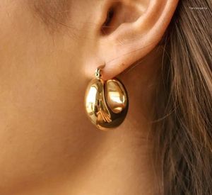Boucles d'oreilles cerceaux joolim bijoux en gros de largeur non ternissante 22 mm hauteur 25 mm chunky creux français vintage en acier inoxydable boucle d'oreille pour les femmes